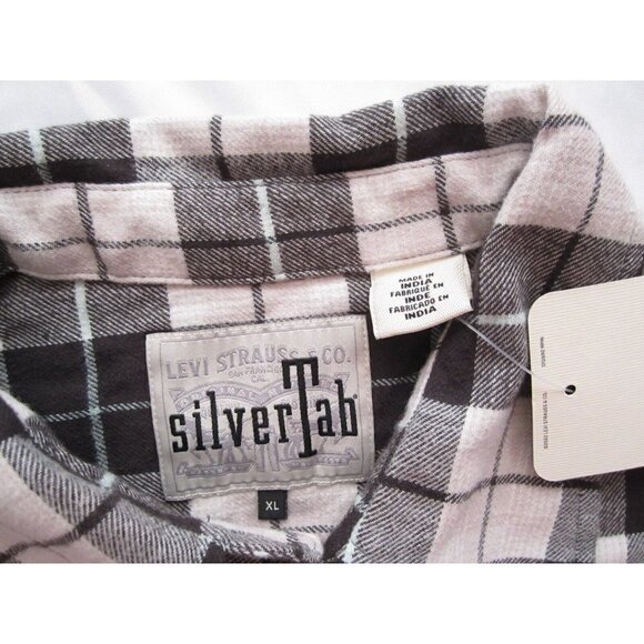 New Men Levis Silver Tab Metal Button Long Sleeve Plaid Cotton Shirt Sz XL(NW86) - Picture 2 of 9